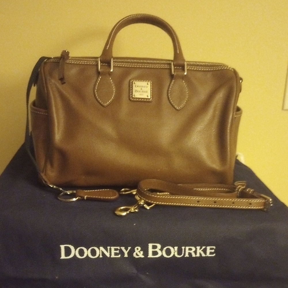 Dooney & Bourke Brown Leather Briefcase with Gold Hardware